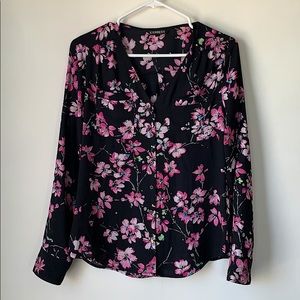 Express Black Floral Blouse